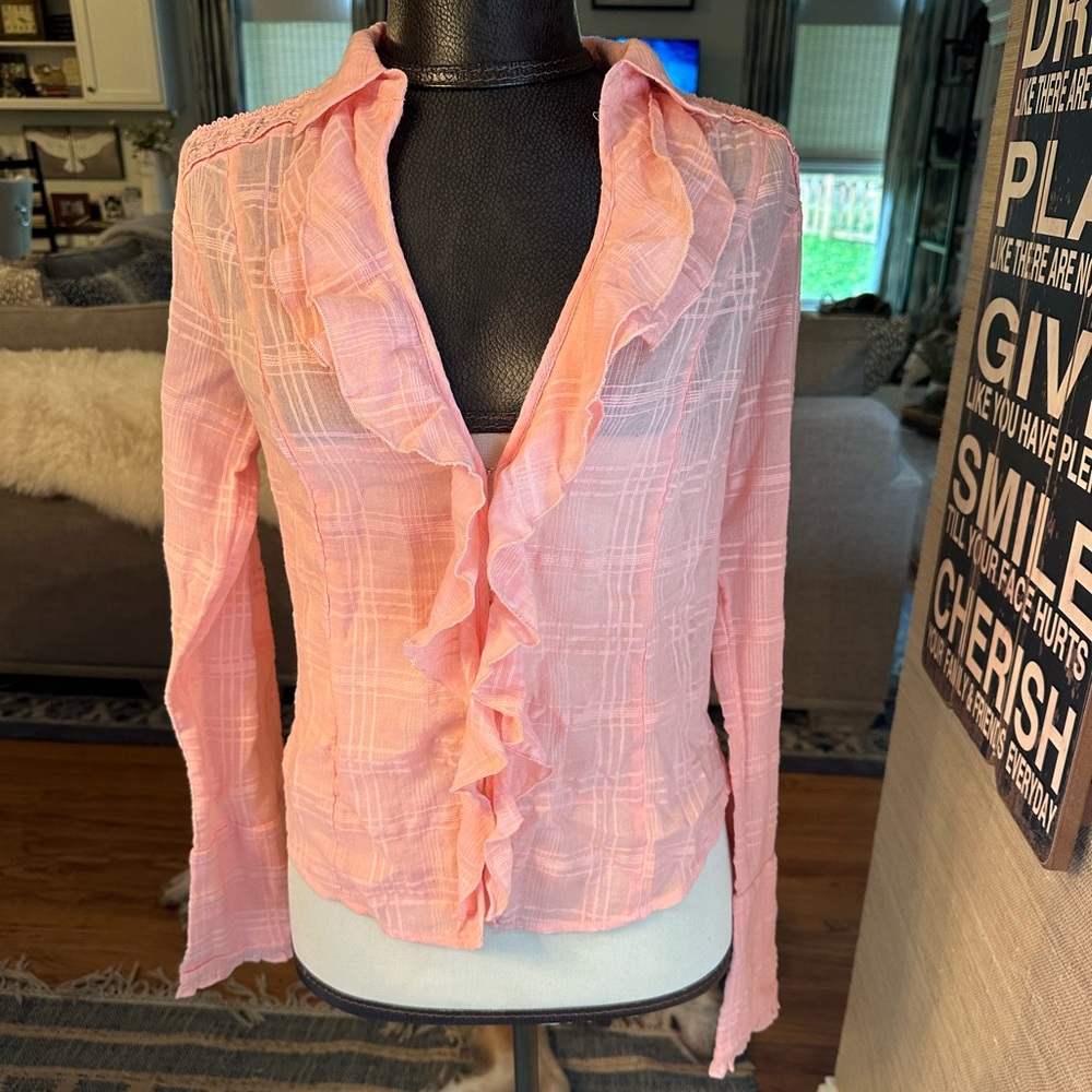 Free people coral prairie blouse